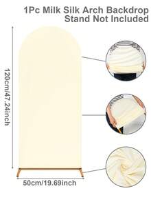 1件80*180厘米纯色弹力拱形背景帘，深绿/象牙白/浅绿/白/粉/蓝，适用于婚礼派对拱门罩、婚礼派对拱门背景装饰，适合婚礼、生日、迎婴派对、新娘派对、性别揭晓派对、户外花园派对，可水洗可重复使用（不含拱门支架） - 彩色 - 查看 18