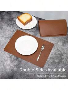 1pc/Set Faux Leather Placemat, PU Leather Dining Mat, Heat Resistant Waterproof Oil-Proof. Luxury European Style Leather Table Mat, Dining Room Bowl & Plate Pad - Multicolor - View 9