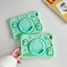 Casing Pelindung Dinosaurus Kecil Lucu Kartun, Kompatibel dengan iPad Generasi ke-7/8/9 10.2/10/11 Inci, Casing Pelindung Silikon dengan Stand Putar 360°, Casing Pelindung Tablet Lucu yang Dapat Ditekan, Unisex - MultiWarna - View 5