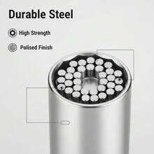 通用套筒扳手工具套装 7-19mm 套筒扳手套装，带 3/8 棘轮扳手和电钻适配器，适合 DIY 爱好者、丈夫、男友、父亲、女性的礼物（银色） - A - 查看 7