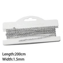 Dây chuyền chữ thập dẹt bằng thép không gỉ mạ vàng 18K dài 2m, phụ kiện trang sức tự làm (vòng cổ và vòng tay). - Bạc - Xem 10