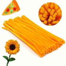 Golden Yellow Orange Pipe Cleaner, Upgraded DIY Craft Set, Suitable For Mother's Day, Graduation Ceremony, Includes Dark Green, Olive Green, Moss Green And Mint Green, Suitable For Handmade, Projects And Cleaning Purposes, With Rough And Fuzzy Lines And Accessories | Lima Pipas Floral And Craft, Classroom Projects, Holiday Decor - Yellow - View 11