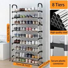 Glintmos 1 raft de pantofi cu mai multe niveluri, organizator de depozitare a pantofilor din metal durabil, raft de casă care economisește spațiu, raft de pantofi extensibil și reglabil pentru intrare, living, dormitor, intrare - Vizualizare 13