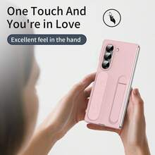 Galaxy ZFold3/ZFold4/ZFold5/ZFold6/ZFold7 手机壳，旗舰店同款防摔手机壳，镜头凸起保护设计，可伸缩腕带，一体式支架手机壳，简约纯色手机保护套 - 粉色 - 查看 6