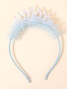 1 pezzo Fascia per capelli a forma di corona per compleanno, copricapo costume per festa di compleanno, accessorio per festa decorato con strass, cerchietto per foto (blu) - Corona Blu - Visualizzare 8