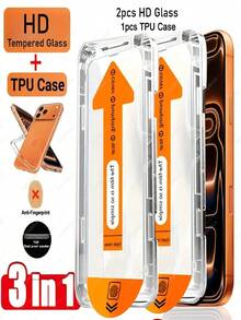 Bộ 2 miếng kính cường lực Ultra HD + 1 ốp lưng TPU tương thích với iPhone 17 Pro Max/17 Air/16 Pro Max/17e/16/16e/15/14/13/12/11/Pro Max/Plus/X/XS/XS MAX/Mini. Kính cường lực độ cứng 9H+, chống bám vân tay, bảo vệ toàn diện, chống rơi vỡ. - màu đen - Xem 30