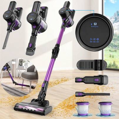 Vacuum Cleaner, Cordless Vacuum Cleaner, Handheld Vacuum Cleaner, Battery-Powered Vacuum Cleaner With Brushless Motor, 3 Adjustable Suction Levels, Electric Floor Nozzle, Wall Mount, Cordless For Home, Car, Pet Hair