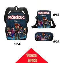 Roblox 3pcs Anime Style Backpack Set, Including Backpack, Crossbody Bag, Pencil Case, Adjustable Straps, Zipper Design, Unisex, Suitable For School, Travel, Camping, Great Gift For Christmas, Birthday, Back To School - Roblo Boy Backpack B - View 7