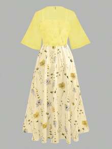 2pcs Women's Elegant Floral Chiffon Dress And Jacket Set, Romantic Outfit For Date And Vacation Spring - 多色 10 - 查看 5