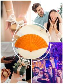 Portable Plastic Handheld Folding Fan, Suitable For Weddings, Parties, Wall Decor, Home Decor, Performance Props. DIY Fan. Party, Gift. - Multicolor - View 6