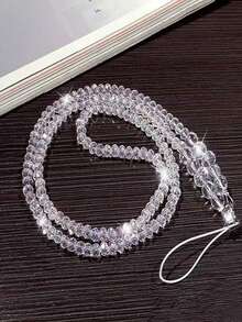 Rhombus Crystal Transparent Minimalist Luxurious Phone Lanyard Gifts For Mother, Family, Friends, Birthday, Holiday Phone Charm, Phone Chain - Clear - View 3