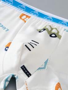 4 piezas/paquete Calzoncillos tipo bóxer cómodos y suaves con estampado de dibujos animados para niños, para verano - Multicolor - Ver 5