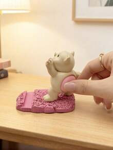 1pc Soft Squeeze Stress Relief Poop Bear Phone Holder, Multifunctional Cute Cartoon Desktop Stand, Stable Support For Watching Videos, Creative Decorative Accessory For Home, Office, Dorm - Phone Stand - View 6