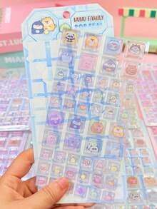 Pegatinas cuadradas con relieve de cristal 3D, pegatinas decorativas para niños y niñas, removibles y reutilizables, sin dejar rastro, variación de color al azar - Multicolor - Ver 7
