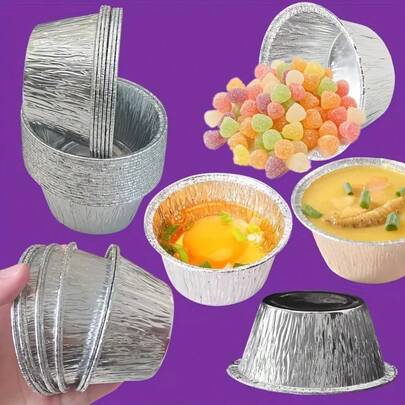 Bộ 30/70 khuôn nướng bánh tròn bằng giấy bạc, cốc bánh dùng cho nồi chiên không dầu, lò nướng, vỉ nướng, làm bánh ngọt, bánh nướng, món tráng miệng và pudding, dụng cụ làm bánh thiết yếu cho nhà bếp gia đình, thích hợp cho tiệc sinh nhật, dã ngoại, họp mặt gia đình.