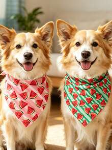 Watermelon Dog Bandana, Summer Fruit Pet Scarf, Colorful Summer Watermelon Dog Bandana For Small Medium Dogs, Adjustable Triangle Pet Scarf For Daily Wear And Photos - Multicolor - View 10