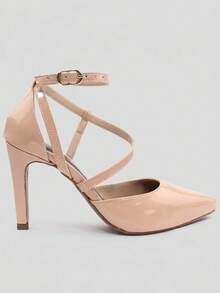 Women Heeled Sandals - Nude Varnish - View 2