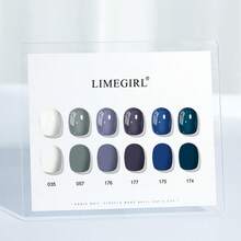 Bộ sơn móng tay gel LIMEGIRL 6 màu xanh xám (Trắng/Xám xanh/Tím nhạt/Đỏ mận đậm/Xanh hoàng gia/Xanh nửa đêm), sơn gel UV LED có thể tẩy, chất liệu mịn, bền màu, phù hợp cho người mới bắt đầu, sử dụng tại nhà và tự làm móng, món quà tuyệt vời cho các cô gái. - Nhiều màu - Xem 2