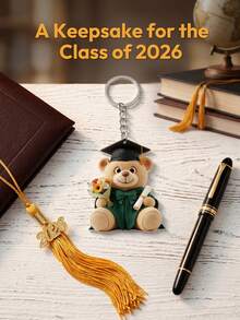 1pc Custom Flower Bouquet Graduation Bear 2026 Keychain, Personalized Text Multiple Styles Acrylic Charm, Graduation Gift For High School/College Graduate, Party Keepsake - Multicolor - View 6