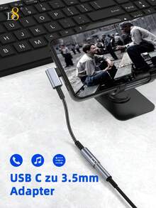 D8 I Phone16 USB C To 3.5mm Audio Adapter Type C Aux Headphone, DAC Stereo Mic HiFi Earphone Dongle, Compatible With Iphone16/16 Pro/Pro Max/ 15/15Puls/15Pro/15Pro Max Pro /Air 5/ 4 Mini 6, Galaxy S23 Ultra S22 S21 S20, Pixel 7 Pro, White - TC-0427 Gray Green Diamond - View 6