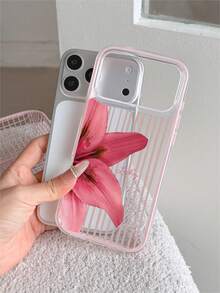 1pc Fashion Creative Full-Screen Purple Floral & Leaf Pattern Painted Design, Contrast Color 2-In-1 TPU Shockproof Soft Shell Protective Case Compatible With Apple 11/12/13/14/14plus/15/15plus/16/16plus/17/17pro And Other Models - Multicolor - View 2