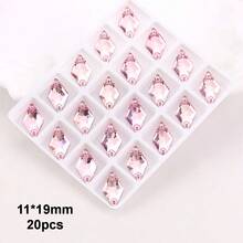 11*19mm, 20pcs/Pack, Diamond Shaped Flat Bottom Double Hole Exquisite Glass Rhinestones, For Sewing Wedding Dresses, Handbags And Shoes, Jewelry Making, Handicraft Accessories - 11*19mm 20pcs - View 24