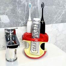 1个牙刷架，免钻孔牙刷架，塑料苹果造型电动牙刷收纳架，浴室梳妆台牙膏牙刷底座装饰，浴室梳妆台牙刷牙膏收纳架 - 彩色 - 查看 7