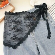 1 pieza Nuevo delantal de cintura elegante con decoración de lazo de encaje en estilo triángulo, falda minimalista de estilo coreano, esencial para vacaciones y viajes - Multicolor - Ver 13