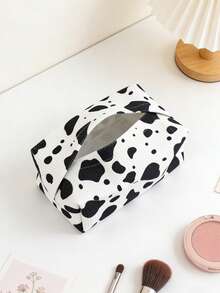 1/3pcs Corduroy Printed Tissue Box, Ins Style Home Living Room Tea Table Napkin Holder, Bedroom Bedside Dust-Proof Storage Box, Luxury Car Dining Table Creative Tissue Case, Black White Beige - Multicolor - View 11