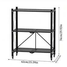 KNERS 3/4-Tier Unassembled Metal Storage Rack With Wheels - Foldable & Portable Multi-Tier Shelves, Classic Design For Home, Office, Garage Organization - Space-Saving Versatile Storage Solution, Storage Shelves, Utility Racks - 彩色 - 查看 13