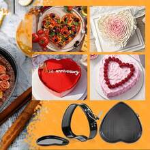 TUMATICLY 6PCS Springform Cake Pan Set (7, 8, 9, 10, 11 Inch) Heart, Round, Square Leak-Of Non-Stick Cheesecake Pan With Detachable Bottom Carbon Steel Baking Tray - Suitable For Making Mousse And Honeycomb Cake - Essential For Baking Enthusiasts - - View 9