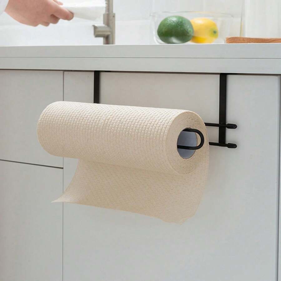 1pc Tissue Holder Kitchen Paper Towel Storage Black - Black - View 1