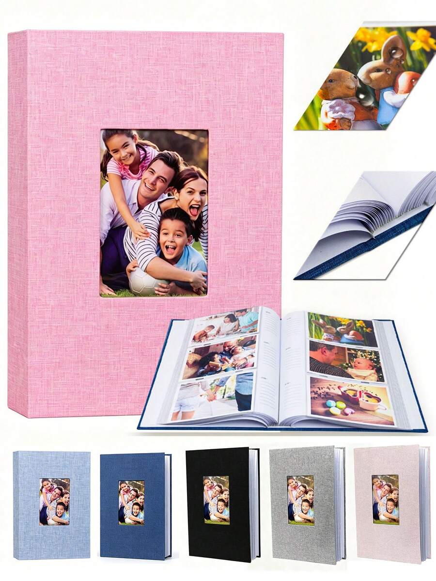 10x15 cm fotoalbum i linne med 300 kapacitet, lämpligt för familje-, bröllops-, årsdags- och babyfoton - Rektangulär stil - Visa 1