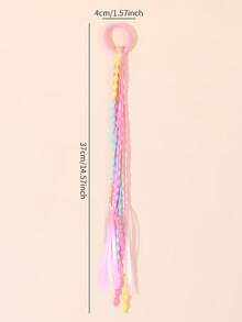 2pcs Pink Y2K Hair Tie For Girls Colorful Braid Decor Hair Band Delicate Scrunchy Cute Hair Elastic Band Music Festival Party Daily Vacation Birthday Gift Ponytail Holders Teens Hair Accessories - Pink - View 7