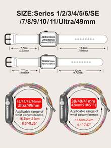 半透明彩色花卉花園時尚矽膠錶帶，適用於 38mm 40mm 41mm 42mm 44mm 45mm 46mm 49mm，相容於 Series Ultra/S10/SE/8/7/6/5/4/3/2/1 - 彩色 - 查看 6