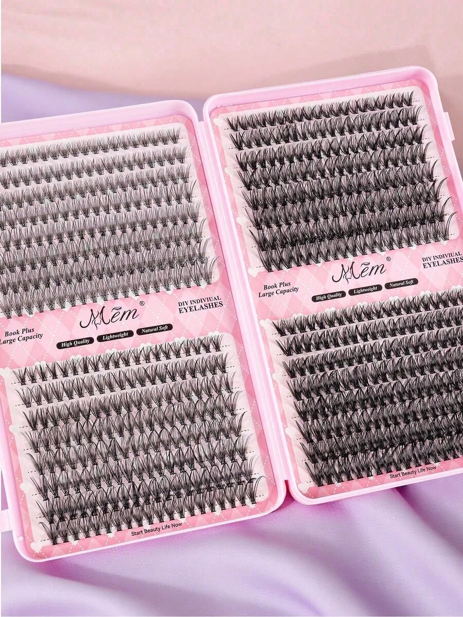 Natural Soft 640pcs 10D 20D 30D 40D Extra Large Capacity Mixed False Eyelash Book 8-16Mix 0.07mm D Curl Dense Voluminous DIY Handmade Lash Extension Daily Makeup Manga Style Upgraded Gift Box Set - D - 查看 1