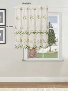 1pc Country Style Larkspur Embroidered Sheer Curtain Panel - Semi-Transparent Polyester Sunshade, Rod Pocket Top Design, Suitable For Kitchen, Dining Room And Living Room Decor | Room Decoration - White - View 10