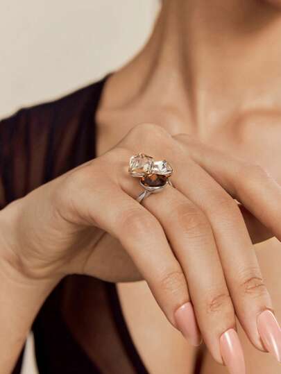 Altistry 1 pezzo Anello aperto geometrico in cristallo 3D lucido