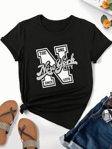 -Vintage NYC Graphic Shirt For Women --Heavyweight 200 G/M² Cotton Shirt With Retro ONE NEW YORK CITY & SINCE 1978 Design --White Shirt For Everyday Casual Wear - Machine Washable, An Everyday Essential -Women's Sleep Shirts - Black - View 2