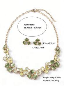 Cring Coco 2pcs Women Jewelry Set, Zinc Alloy Bohemian Style Elegant Multicolor Flower Necklace & Earrings Set, Suitable For Daily, Party, Wedding, Festival, Mother's Day Gift - Flowers - View 15