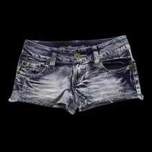 Patriotic Blue Or Black Denim Shorts With USA Flag Print, Contrast Color Panels, Low-Rise Fit, And A Slimming Sexy Silhouette – Perfect For Resort Vacations, Prom Nights & Daily Wear, Exuding Effortless Casual Elegance Summer Outfits Mini Shorts - 藍色 - 查看 4