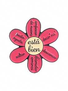 Self Love Spanish Daisy Enamel Pin Mental Health Positive Affirmation Lapel Brooch Gift - Hot Pink - View 9