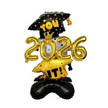 2026 Gold Foil Graduation Cap Balloon With Stand, Graduation Party Decoration - Multicolor - View 2