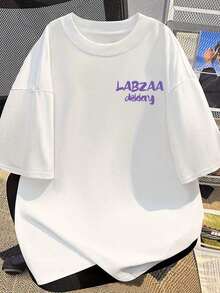 Men's Oversized T-Shirt With Graffiti And Cartoon Print, Relaxed Fit, Crew Neck, Short Sleeves, Suitable For Urban Fashion, Casual Wear For Outings And Gatherings (Machine Washable) - Wit - View 2