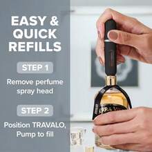 Travalo Classic HD Perfume Atomizer - Leak-Proof And TSA Approved For Air Travel - Reusable Airtight Easy-Fill Mini Pump Sprayer - Lightweight Elegant Design W/Volume Window - 0.17oz - Black - View 8