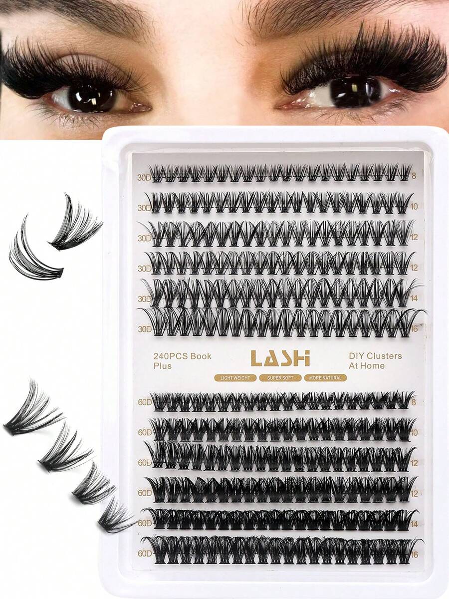 12 Rows Of Clustered False Eyelashes,240 Pcs European And American Fluffy And Thick, 30D And 60D Mixed Pack - View 1