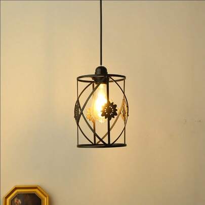 1pc Rustic Vintage Industrial-Style Patterned Iron Pendant Lamp Shade, Diameter 5.5in, Suitable For Bedside Floor Decoration, Bar, Home Decoration And Lighting Accessories, Entrance, Bar Counter, Office, Cafe, Restaurant, Cottage, Garden Decoration, Living Room Decoration, Bedroom Decoration