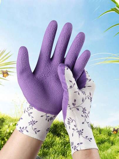 2/4只园艺手套，防水耐磨，防刺穿，多用途可重复使用丁腈手套，防切割耐化学腐蚀，适用于家庭除尘、厨房、浴室清洁、玫瑰种植、园林绿化、DIY项目、景观维护和其他园艺工具。