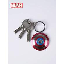 Marvel 1个漫威复仇者联盟官方授权合金钥匙扣，美国队长盾牌3D立体造型，包夹挂件，动漫人物钥匙扣，动漫收藏品，开云集团背包装饰，生日礼物 - 彩色 - 查看 4