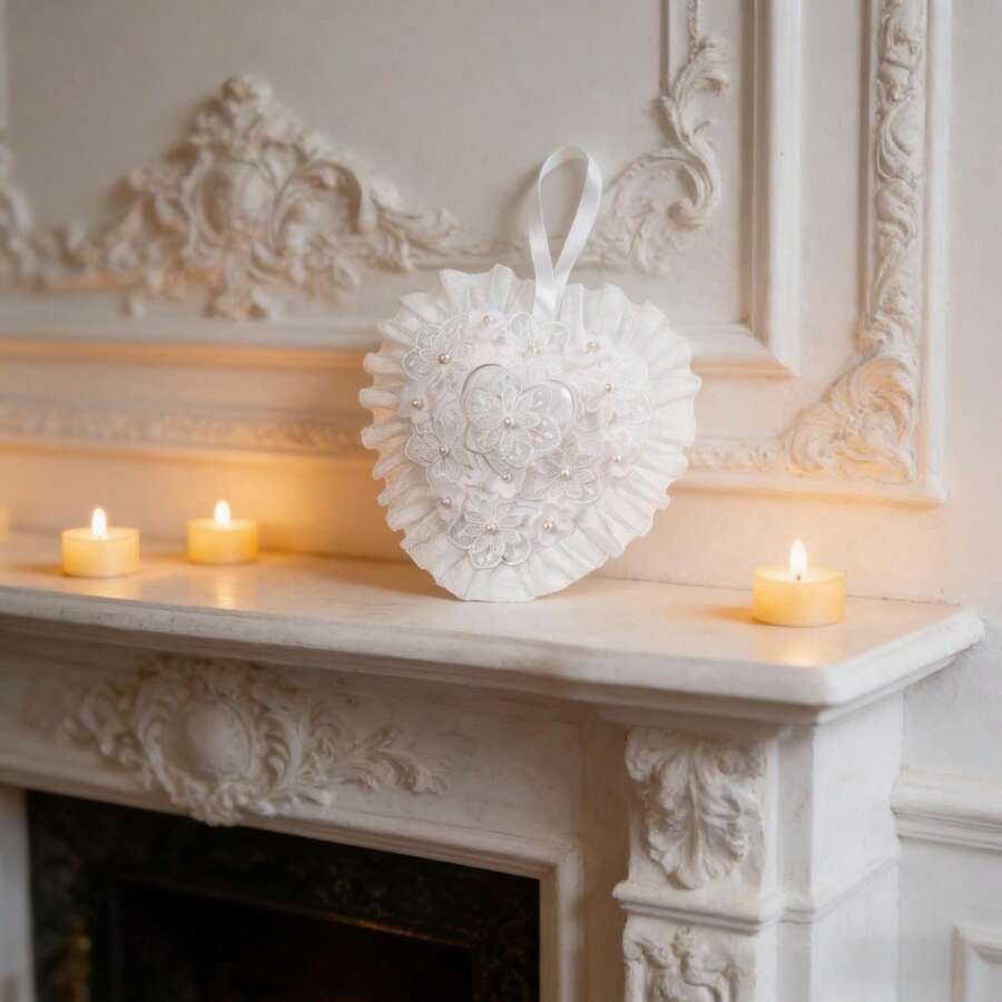 Wedding Ring Box Heart Shaped Rose Ring Holder Flower Ring Bearer For Wedding Proposal Ceremony Decorations - White - View 1